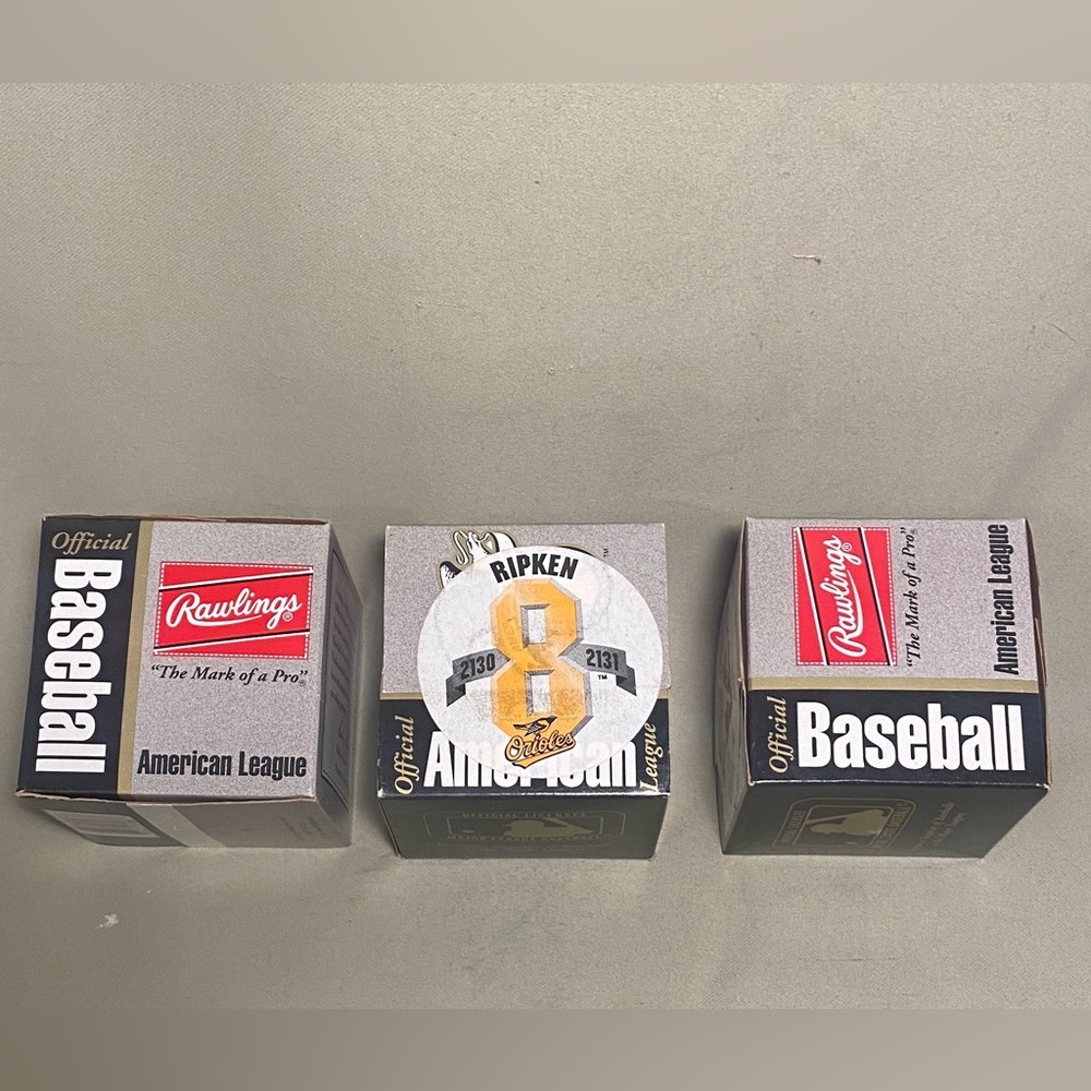 Official Rawlings American League Cal Ripken Jr 2131 Baseballs (3) Sealed